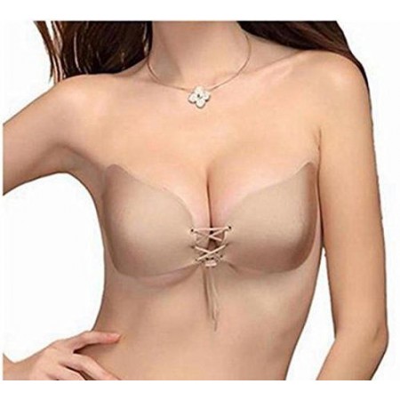 Bra in silicone adesivo senza spalline push up reggiseno invisibile hot donna - Colore nero o beige