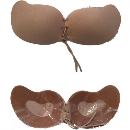 Bra in silicone adesivo senza spalline push up reggiseno invisibile hot donna - Colore nero o beige