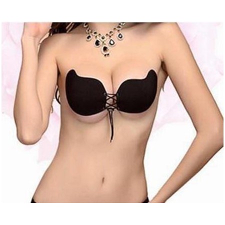 Bra in silicone adesivo senza spalline push up reggiseno invisibile hot donna - Colore nero o beige