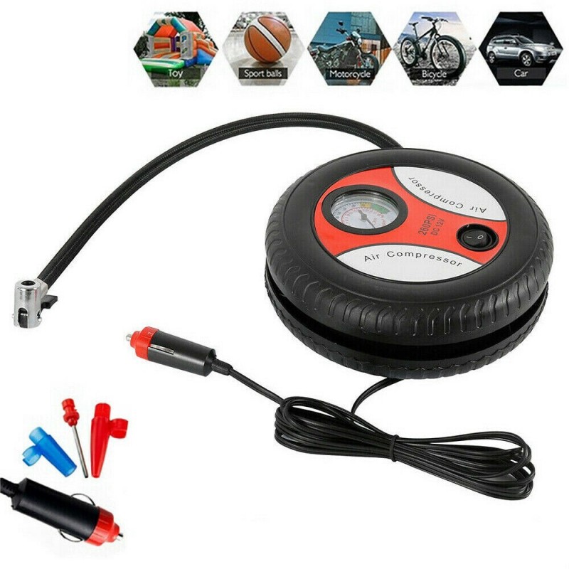Compressore aria pneumatici auto bici 260 PSI presa accendisigari portatile