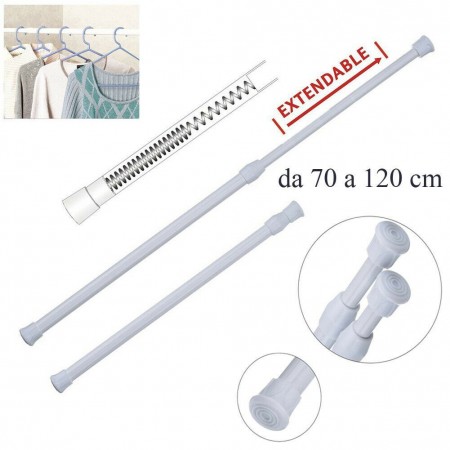 Asta tenda bastone molla scorritenda bianca misure varie regolabile estensibile