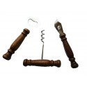 Set cavatappi 3Pz apribottiglia conserva lattine metallo manici legno vintage