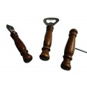 Set cavatappi 3Pz apribottiglia conserva lattine metallo manici legno vintage