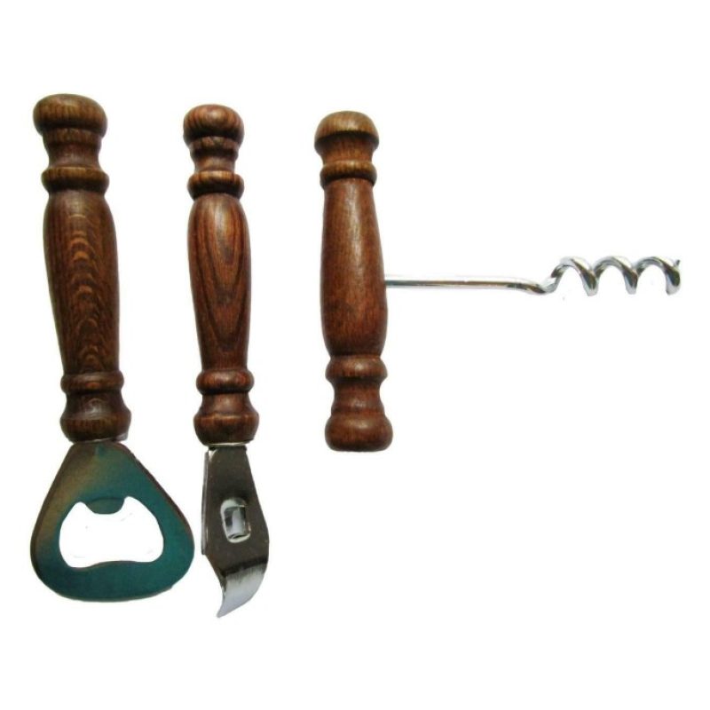 DOBO Set cavatappi 3Pz apribottiglia conserva lattine metallo manic...