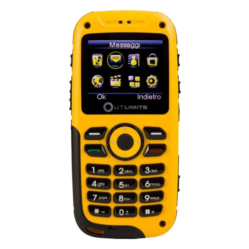Out Limits Telefono Cellulare Solaris, Impermeabile, IP65, Batteria solare, Anti-shock, Bluetooth, Fotocamera, Gps Location