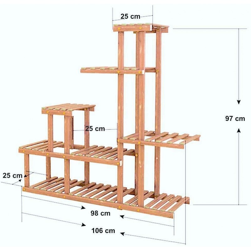 DOBO Portavaso in Legno fioriera piante 106x25x97 cm giardino fiori...