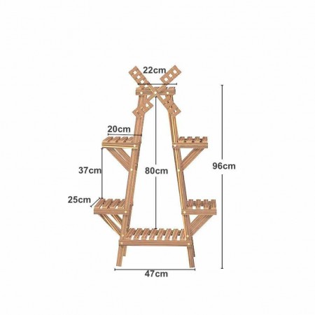 Portavaso Legno con Mulino fioriera piante 97x25x47 cm fiori vasi multi ripiano