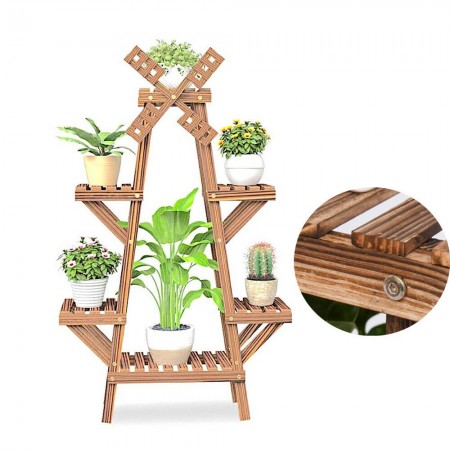 Portavaso Legno con Mulino fioriera piante 97x25x47 cm fiori vasi multi ripiano