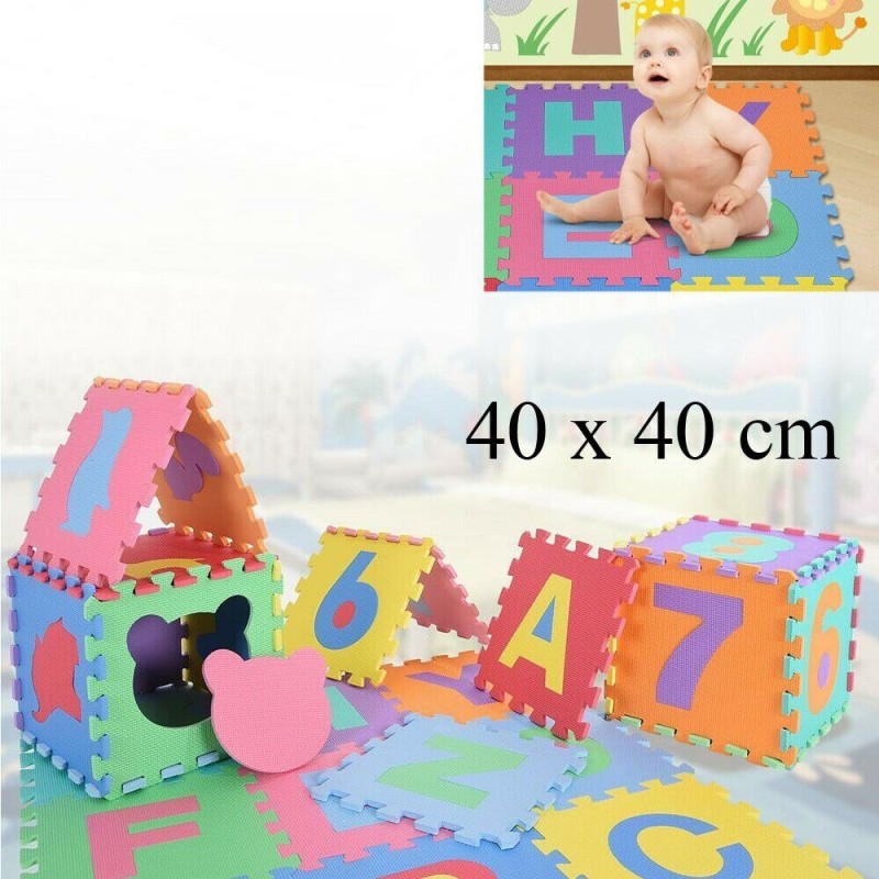 6Pz Tappeto Puzzle per bambini 40x40 cm tappetino in gomma bimbi gioco