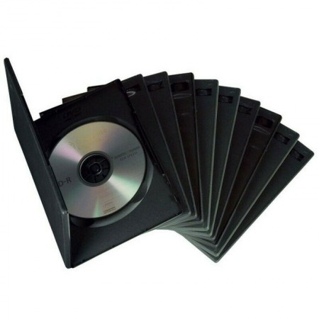 10 custodie per CD DVD vergini singole nere vuote 14mm custodia box