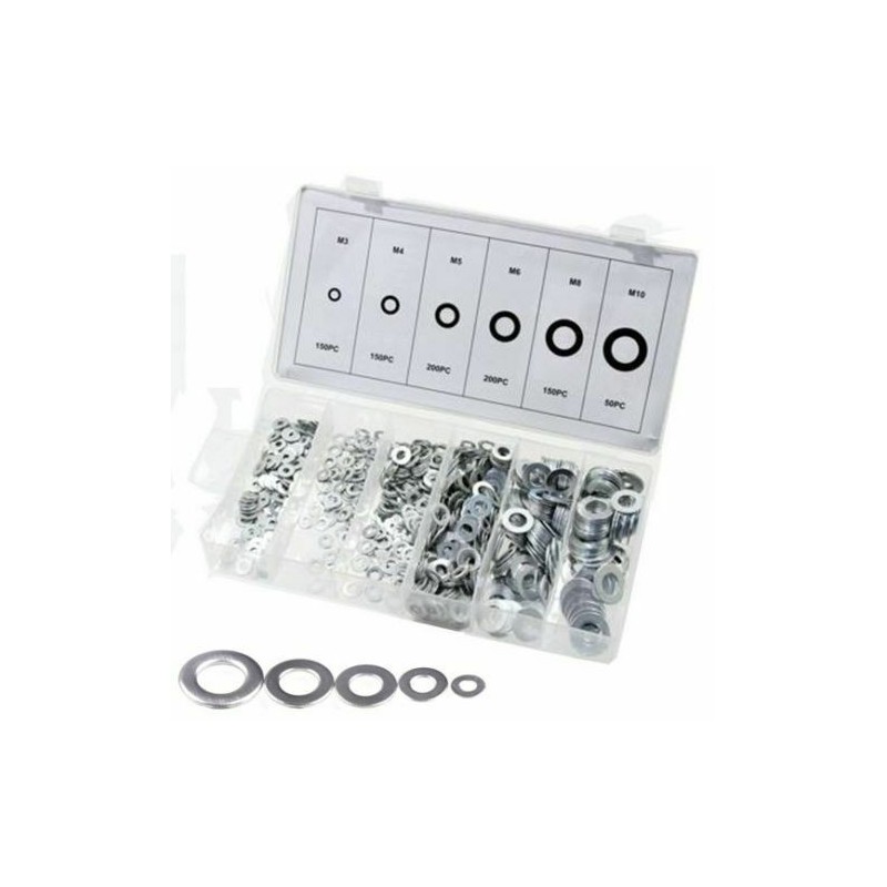 kit 900 pz Guarnizioni rinforzo metalliche 6 misure assortimento rondelle piatte