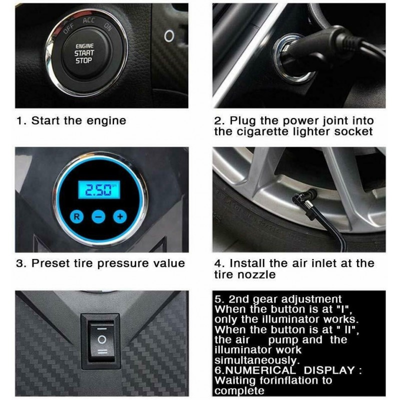 DOBO Compressore aria portatile 12V auto display digitale pompa por...