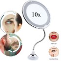 Specchio braccio Flessibile makeup luce led zoom lente 10x con ventosa bagno