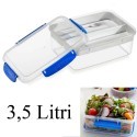 Contenitore alimenti 3.5 Litri scatola porta pranzo posate cibo lavoro ermetico