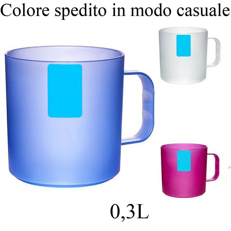 2 Bicchieri in plastica rigida 0,3L resistente bicchiere tazza manico color