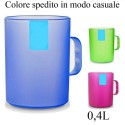 2 Bicchieri in plastica rigida 0,4L resistente bicchiere tazza manico color