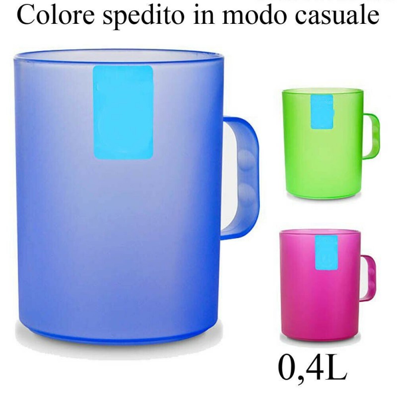 2 Bicchieri in plastica rigida 0,4L resistente bicchiere tazza manico color