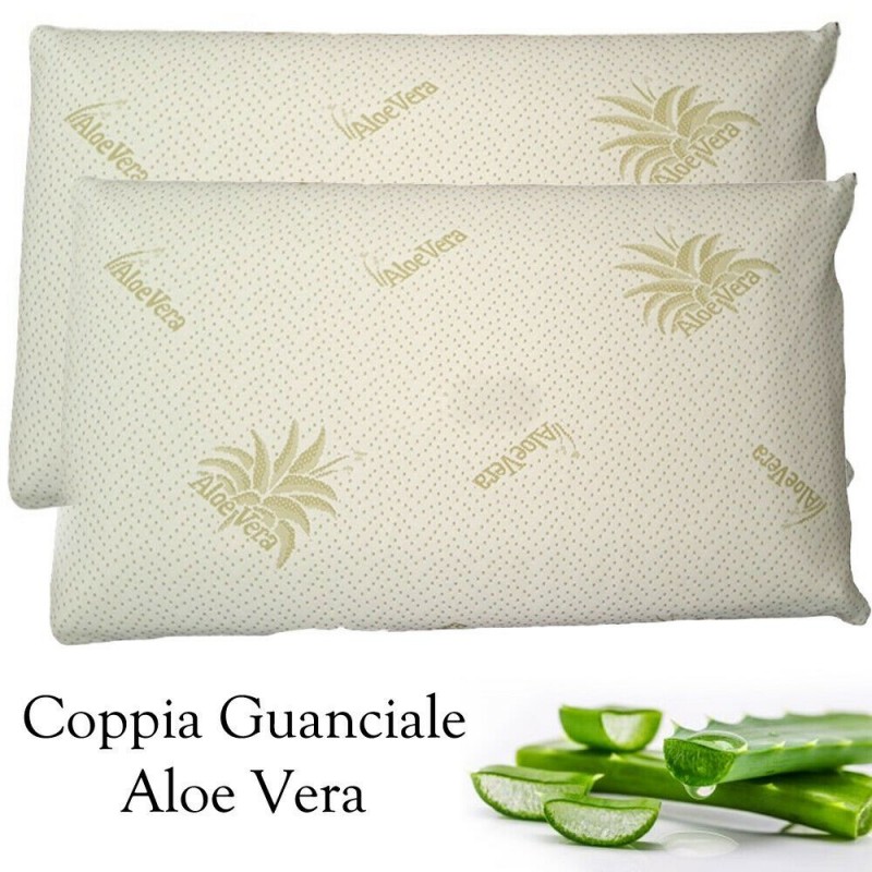Coppia Cuscino da letto rivestito Aloe Vera guanciale saponetta riposo morbido