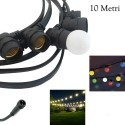 Catena Luci 10M 20 portalampadine lampade E27 Nera IP65 arredo interno esterno