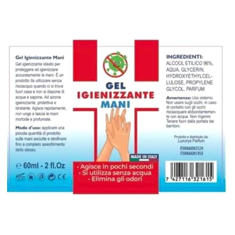 Generico 5X flaconi Gel igienizzante mani da 60 ml contenuto alcool...
