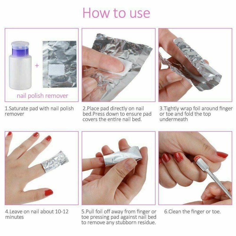 Lidan 100 Fogli alluminio spugna rimozione smalto GEL semipermanent...