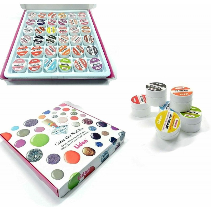 Lidan Kit 36 GEL UV colori ricostruzione unghie nail art vasetti 7g...