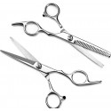 Kit 2 Forbici professionali parrucchiere per taglio sfoltitura dentata liscia forbice con dado regolazione