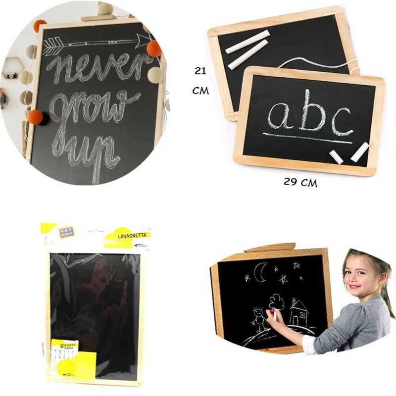 Lavagna in Legno con cancellino e 6 gessetti lavagnetta arredo casa bambini