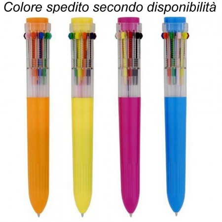 2x Penna a sfera Multicolore 10 colori punta 0,5mm penne colorate scuola bambini