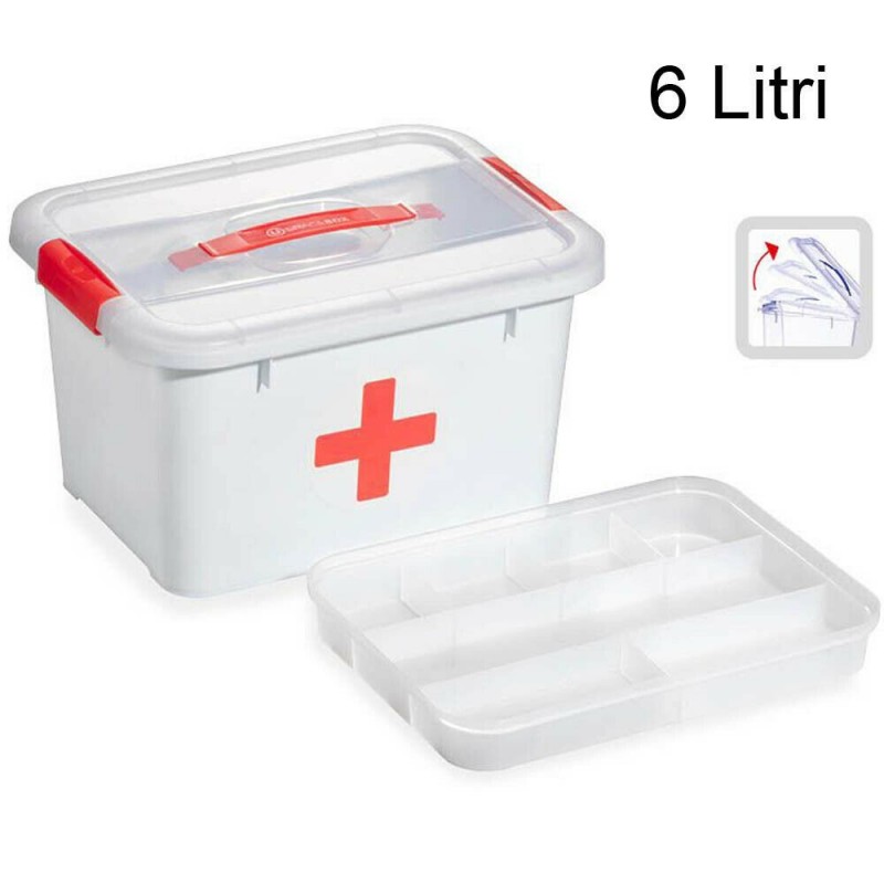 Valigetta soccorso 6 Litri VUOTA ABS chiusura laterale emergenza medica BIANCA