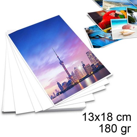 100 Fogli carta fotografica 13x18 lucida 180gr stampante foto pellicola adesiva