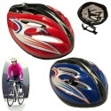 Casco bici protezione testa ciclista rosso blu caschetto universale ultraleggero