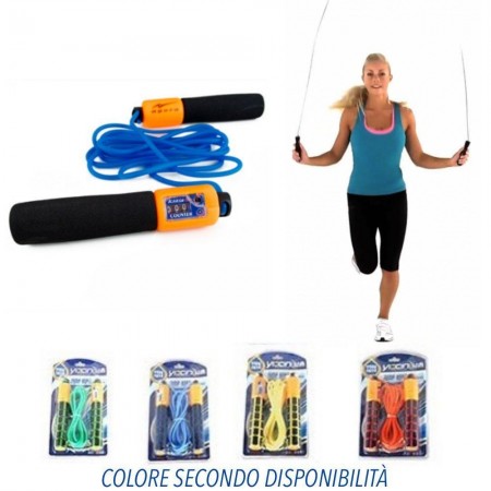 Corda per salto con la corda regolabile in lunghezza con contatore di salti e maniglie morbide