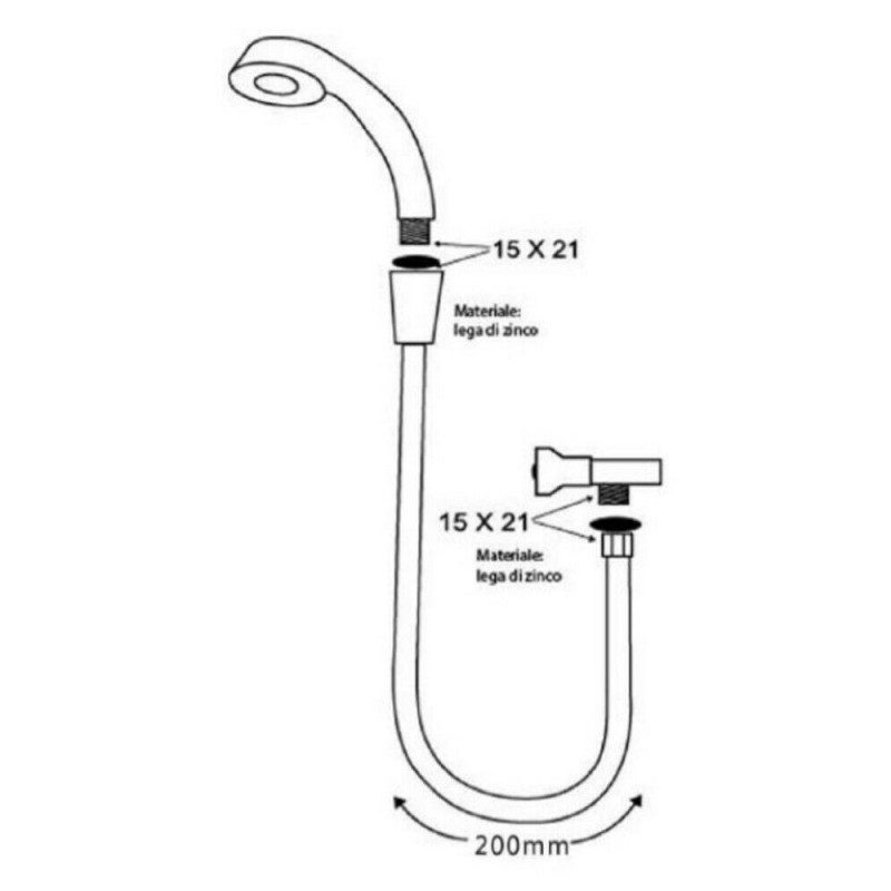 DRIWEI Tubo flessibile doccia vasca 200cm bagno soffioni rubinetti ...