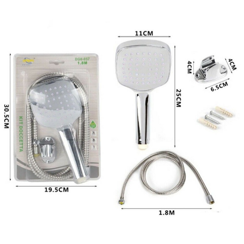 Kit doccetta soffione fissaggio da muro tubo flessibile bagno arredo doccia casa