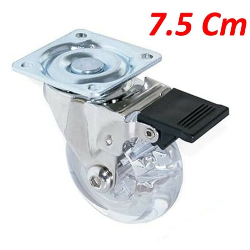 DOBO 4 Rotelle ruote trasparenti con freno acciaio plastica ruota g...