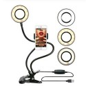 Lampada anello Led selfie live streaming video foto flessibile supporto pinza