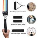 Set bande di resistenza elastiche 5 fasce maniglie fitness palestra yoga casa
