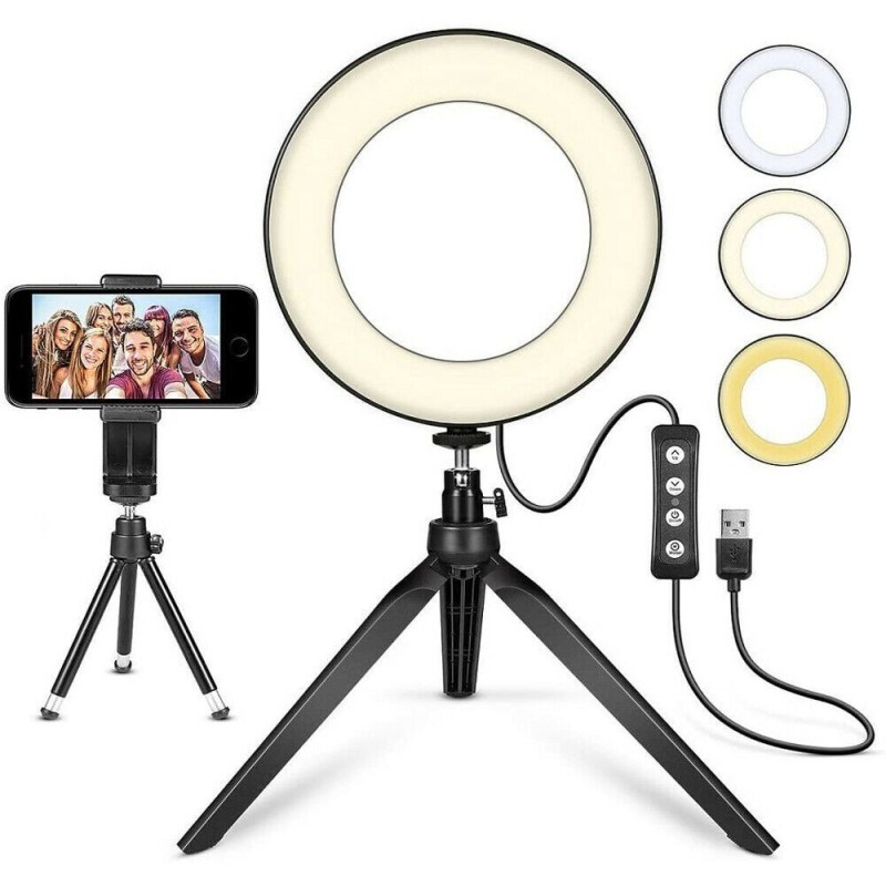 Lampada ad anello 15 cm luce LED treppiedi selfie streaming video illuminazione