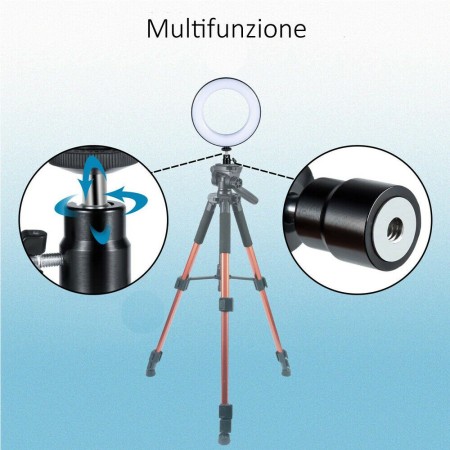 Lampada ad anello 15 cm luce LED treppiedi selfie streaming video illuminazione