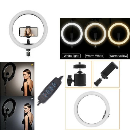 Lampada ad anello luce 30 cm telefono video selfie streaming illuminazione a led