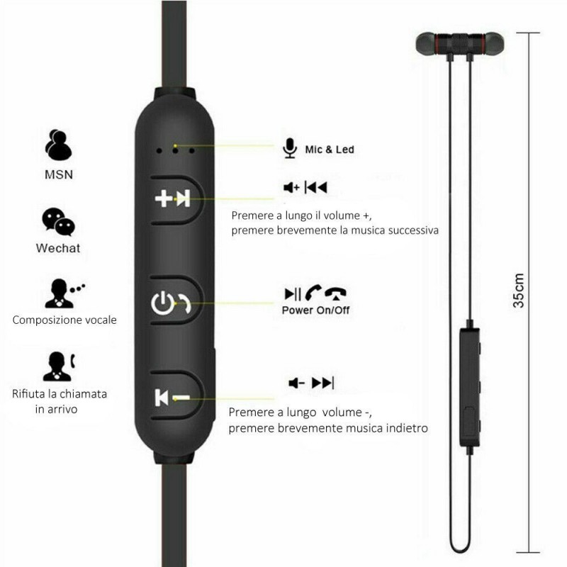 DOBO Cuffie auricolari wireless sport ricaricabili stereo musica mi...