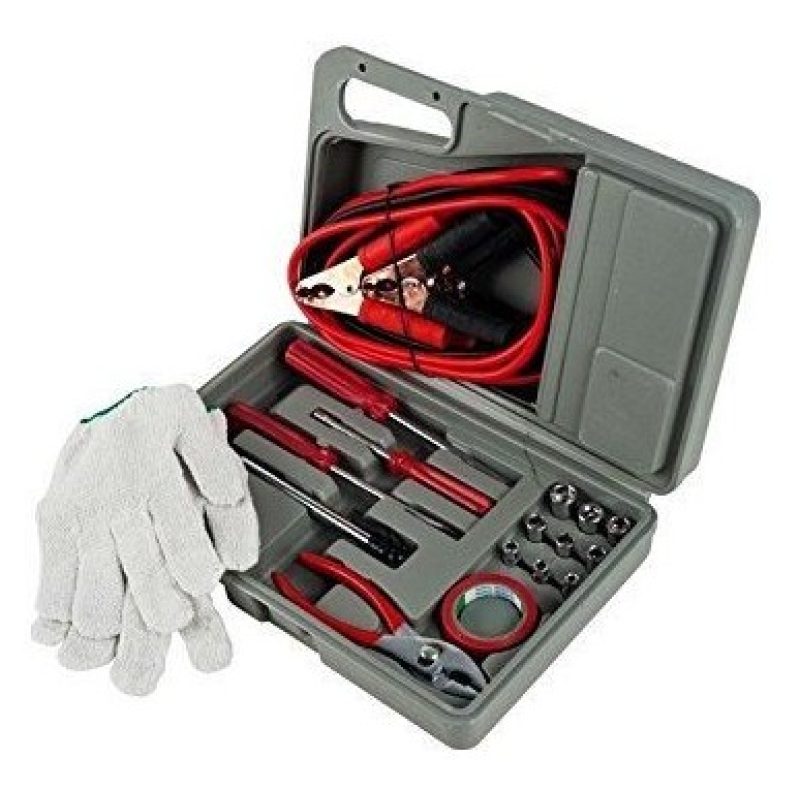 Kit di emergenza auto e moto in valigetta 30 accessori per ripristino e avviamento - cavi fusibili pinze nastro guanti bussole