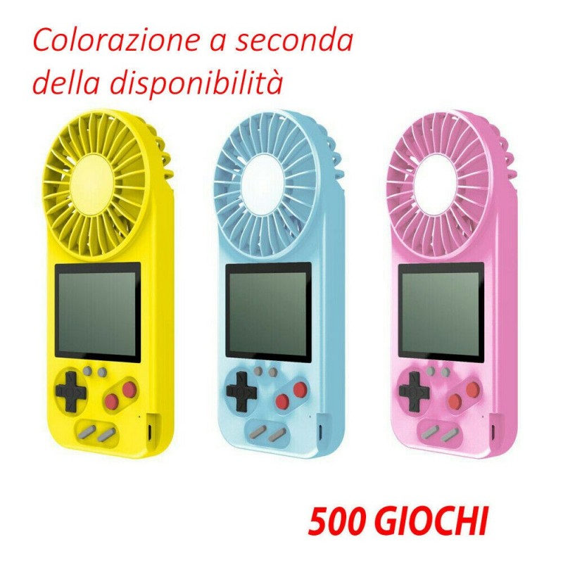 Console gaming ventilatore fan retrò 500 in 1 LCD giochi classici batteria USB