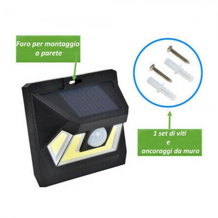 4x Lampada ad induzione luce solare sensore movimento impermeabile IP65 cob 20W