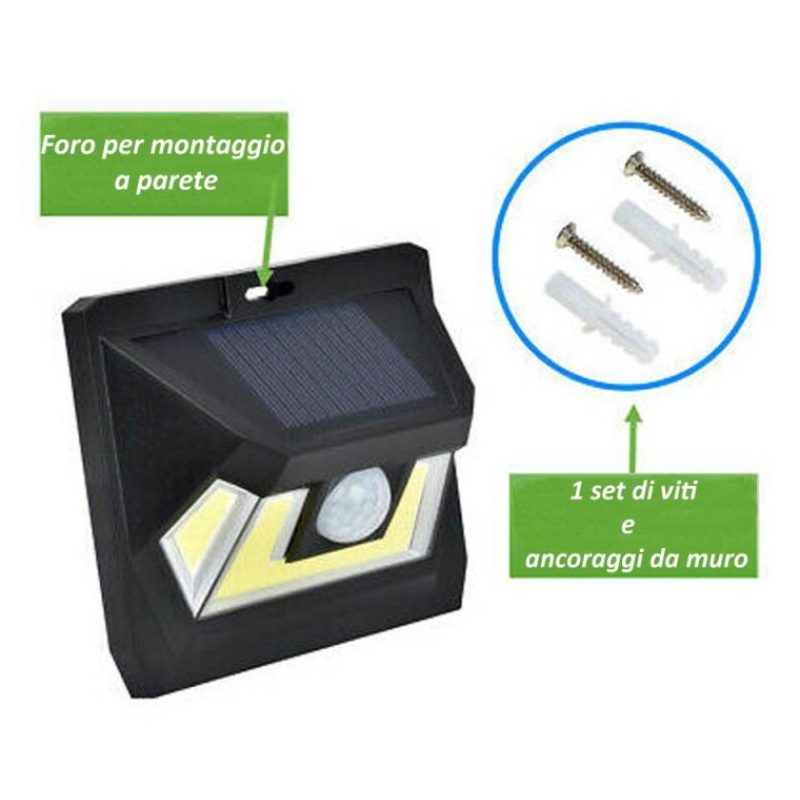 DRIWEI 4x Lampada ad induzione luce solare sensore movimento imperm...