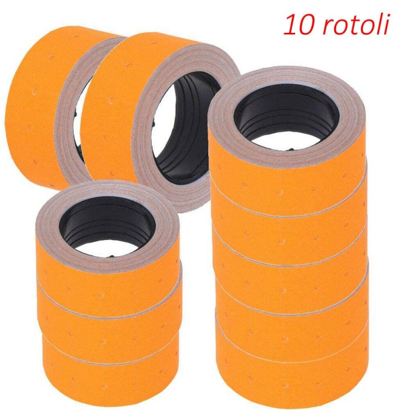 10x Rotoli etichette arancioni 21x12 cm prezzi 400 etichette adesivi prezzatrice
