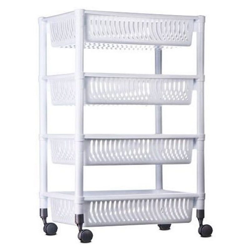 DOBO Cesto salva spazio bianco grigio contenitore ruote 4 piani pla...