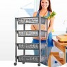 DOBO Cesto salva spazio bianco grigio contenitore ruote 4 piani pla...