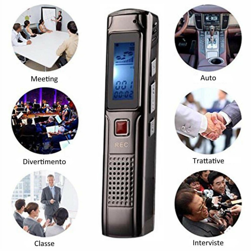 DOBO Registratore vocale digitale 8 gb mp3 ricaricabile voice recor...